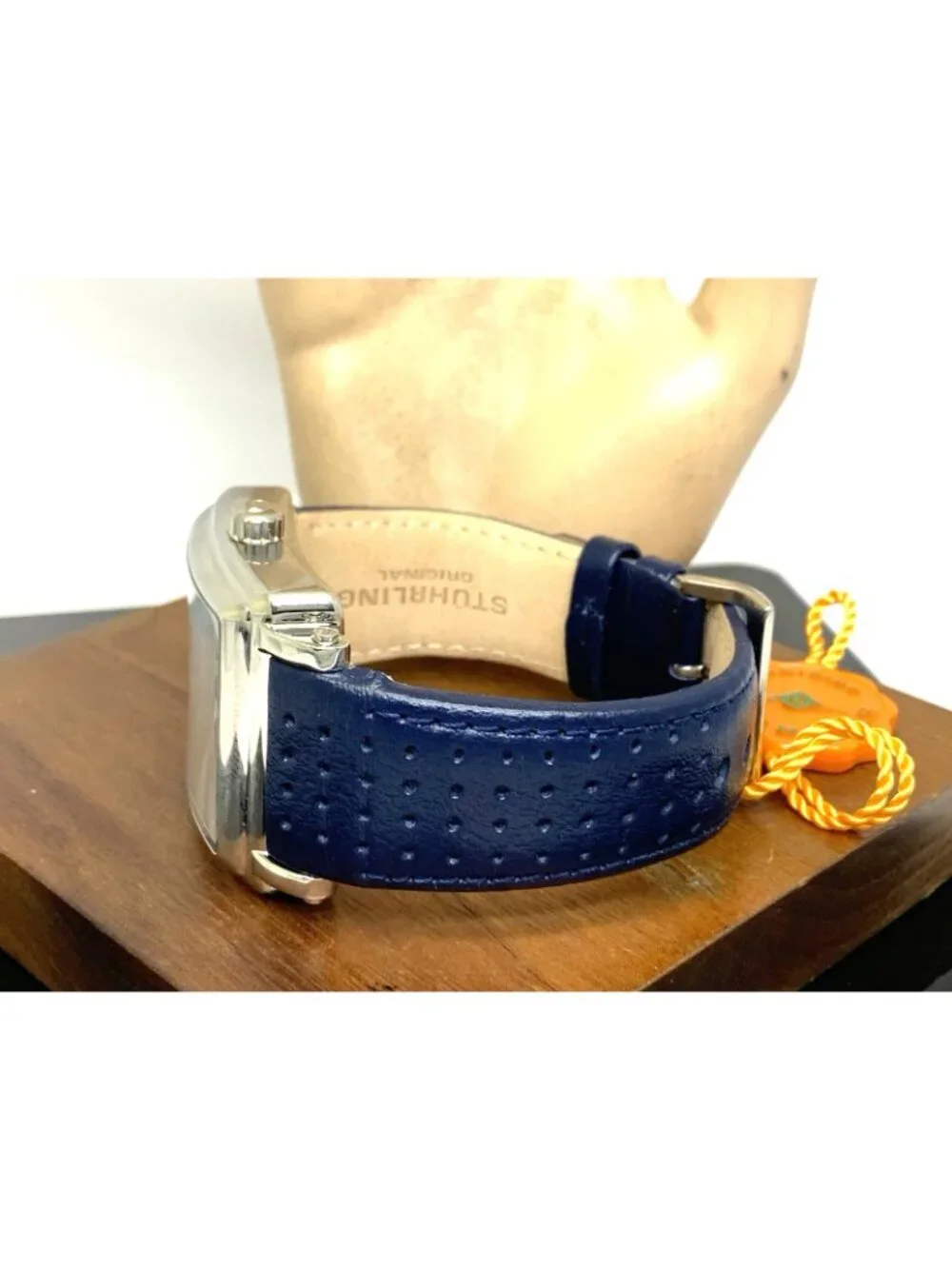 Stuhrling Men's Watch Manchester Ozzie Automatic Silver Blue Leather Band 41mm